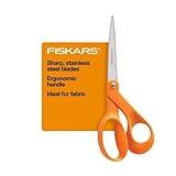 Fiskars 8” Original Orange-Handled Stainless Steel Scissors, Ergonomic and Keeps Material Flat, Sharp All-Purpose Paper and Fabric Scissors for Office, Arts, and Crafts