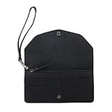 CestAntiQ Leather Money Bag Wallet for Women, Reusable Budget Organizer, Retro Clutch Wallet Vintage Cash Envelope Continental Wallet Travel Currency Organizer Long Utility Pouch (Black)