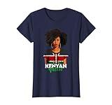 Kenyan Queen Afro Woman Black History Women From Kenya Flag T-Shirt