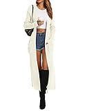 Kistore Womens Long Sleeve Thick Warm Chunky Cardigan Sweater Maxi Long Cardigan Duster Winter Clothes White S