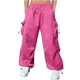 Prime 2025 Day Deals of The Day Clearance Cargo Pants for Men Baggy Big and Tall Trendy Casual Parachute Pant Harem Joggers Loose Fit with Multi Pocket Streetwear 01# Hot Pink 4X-Large