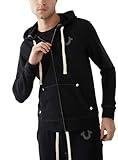 True Religion Men's Buddha Logo Zip Hoodie Sweatshirt, black, S