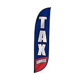 LookOurWay Feather Flag Banner - 12 Feet Tall Advertising Flags for Outdoor Business and Events Promotion - Swooper Flag Only - Financial Service Flags - Tax Service Blue & Red (10M1200075)