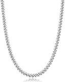 Momlovu Silver Chain for Men&Women Boys, 18K Gold Plated Men's Necklaces Chain Cuban Link Chain for Men 4mm/6mm 18/20/22/24/26inch