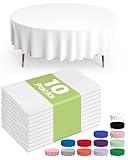 Pureegg Plastic Table Cloth Disposable 10 Pack, 84'' Round Table Cloths, Party, Picnic, Wedding, Decorative Tablecloths, Round, White Plastic Cover, Leakproof & Sturdy, White