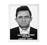 Poster Master Music Poster - Mugshot Print - Portrait Art - Country Singer Art - Celebrity Art - Black and White Art - Photography Art - Music Room or Office Decor - 8x10 White Framed