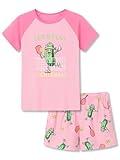 Tebbis Pajamas for Girls Soft Tee & Shorts PJ Fun Cartoon Pickle Play Pickleball Jammies Set Size 10