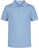 Nautica Boys' School Uniform Short Sleeve Polo Shirt, Button Closure, Moisture Wicking Performance Material, Light Blue, 10-12
