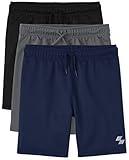 The Children's Place Boys Athletic Basketball Shorts, Black/Grey/Blue 3-Pack, X-Small US
