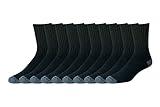 Amazon Essentials Men's Cotton Crew Socks - Comfortable, Durable, Half-Cushioned, 10 Pairs, Black, 8-12