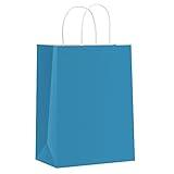Oletx 24Pcs Blue Paper Gift Bags 8''x4.25''x10.5'' Blue Party Favor Birthday Bag,Craft Shopping Grocery Retail Valentine's Day Father's Day