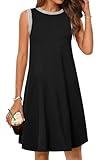 MEROKEETY Women's 2025 Summer Casual Sundress Beach Vacation Sleeveless Tank Crewneck Coverup Mini Dresses, Black, Large