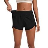 ZKIEYS Womens Running Shorts Elastic High Waisted Shorts Quick Dry Athletic Shorts Pants Black