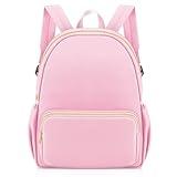 Cunno 1 Piece Nylon Backpack Kids School Backpack for Toddler Girls Boys Plain Waterproof Preppy Bookbags Travel for Student (Pink)