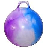 AppleRound Hopper Ball with Air Pump: 28in/70cm Diameter for Age 13 and Up, Kangaroo Bouncer, Hippity Hoppity Hopball for Teens Youths Adults, Bouncy Ball with Handle, Cloud Colors (Blue & Purple)
