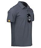 ZITY Mens Polo Shirt Short Sleeve Sports Tactical T-Shirt Athletic Golf Polos Daily Casual Stylish Collared Shirts for Men Grey XX-Large