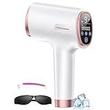 Finequin Laser Hair Removal for Women & Men, 45°F Ice-Cooling Contact, Safe & Virtually Painless Alternative to Salon IPL Hair Removal Device, Long-Lasting Hair Removal from Home, with Razor & Glasses