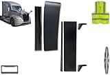 KOZAK Cab Cabin Lower and Upper Sleeper Fairings Set w/Upper Extension Right Passenger Side Compatible with Kenworth T680 Next Gen 2022+ Plus Logo, 2x 22" Windshield Wipers, License Plate Frame, Vest