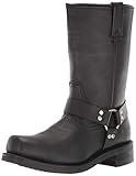 RIDETECS 13" Waterproof Biker Riding Boots For Men, Black - Full Grain Oiled Leather with Harness Strap