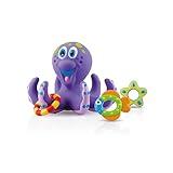 Nuby Floating Octopus Toy with 3 Hoopla Rings - Baby Bath Toy for Boys and Girls - 18+ Months - Purple (Pack of 1)