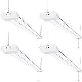 hykolity 4 Pack 4FT LED Shop Light, Linkable Utility Shop Lights, 42W, 5000K Daylight White Shop Light for Garages, Workshops,Hanging or FlushMount, Power Cord with Pull Chain Switch, ETL