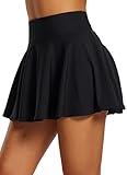 baleaf Women's Tennis Skirts High Waisted Tummy Control Pleated Athletic Golf Skorts Skirts for Running Workout Pickleball with 2 Pockets Black M