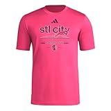 adidas Men's Standard Vintage World Pre-Game Short Sleeve T-Shirt, Power Pink/St. Louis City Sc