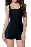 beautyin Women One Piece Lap Swimsuit Boyleg Swimwear Sport Bathing Suit Yellow