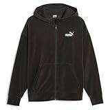 PUMA Womens Essentials Elevated Velour Hoodie Casual Outerwear Casual Comfort Technology - Black - Size M