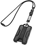 LIUGX Badge Holder with Heavy Duty Breakaway Lanyard, Carbon Fiber-Texture, Durable ID Card Holder (Holds 6 Cards) with Quick Release Detachable Buckle, Metal Clip, American Flag