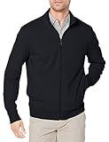 Amazon Essentials Men's Zip Up Sweatshirt, Lightweight French Terry, Mock Neck, Black, Large