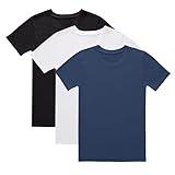Hanes Big Originals T-Shirt Pack, Supersoft Undershirts for Boys, Moisture-Wicking, Black/White/Blue 3-Pack