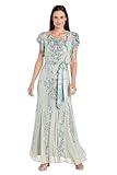 R&M Richards Women's Petite Sage Serenity Beaded Gown
