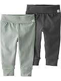 little planet by carter's unisex-baby 2-pack Pants made with Organic Cotton, Green/Charcoal, 24 Months