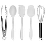 Country Kitchen Silicone Cooking Utensils - Easy to Clean Kitchen Tools, Spatula Set for Nonstick Cookware, Standard, White