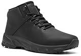 SHULOOK Non Slip Work Boots for Men Slip Resistant Shoes Waterproof Food Service Chef Kitchen Restaurant Working Boots Casual Leather Ankle Boot Outdoor Walking Booties Black Size 7.5