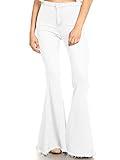 Anna-Kaci Women's Fashion High Waist Long Denim Bell Bottom Jeans Flared Pants, Off White, XX-Large