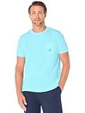 Nautica mens Solid Crew Neck Short Sleeve Pocket T-shirt T Shirt, Bright Aqua Blue, X-Large US