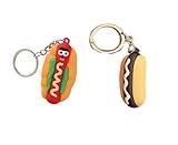 Kysin Chiys 2 Pcs Pizza Hamburg Keychains Food Keychain Assorted Styles and Colors Pizza Party Favors Pizza Party Supplies - Hotdog