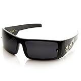 Locs Eyewear One-Piece Shield Hardcore Shades OG Gangsta Dark Lens Sunglasses (Black)