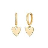 MYEARS Women Heart Earrings Gold Huggie Hoop Dangle Drop 14K Gold Plated Small Simple Hypoallergenic Everyday Jewelry
