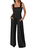 ANRABESS Womens Casual Summer Jumpsuits Smocked Sleeveless Wide Leg Long Romper Jumpers 2025 Beach Vacation Outfits Black M
