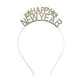 BinaryABC Happy New Year Headband Tiara,Rhinestone Star New Year Headband,New Years Eve Party Supplies(Gold)