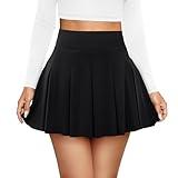 DLOODA Pleated Skirts for Women High Waisted Tennis Golf Skirt with Shorts Pockets Athletic Pickleball Mini Skort (Black M)