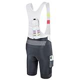 RISESBIK Men's Cycling Bib Shorts Cargo Bibs 4 Pockets Road Bike Bibs Shorts Bicycle Shorts Long Travel 3D Padded, UPF50+ (Grey/White, M)