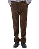 Alimens & Gentle Men's Corduroy Pant Straight Fit Flat-Front Casual Chino Pants Brown
