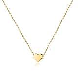 PAVOI 14K Yellow Gold Plated Heart Necklace | Cute Dainty Love Pendant Necklaces for Women