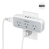 Multi Plug Outlet Extender, USB C Wall Charger, TESSAN Wall Plug Splitter with 5 Outlets and 3 USB, Electrical Power Expander with Surge Protector Spaced for Home Office Dorm Room