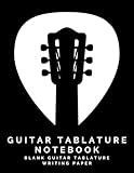 Premium 8.5" x 11" Blank 6 String Guitar Tabs Manuscript Notebook - 8.5" x 11" - 120 Pages with Sleek Black and White Silhouette Head Stock and Guitar Pick Cover