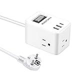 Germany France European Travel Plug Adapter, ROOTOMA Type E F Plug Adapter with 3 USB, Plug Adapter for US to European,German French Iceland Spain Greece Poland Portugal and More